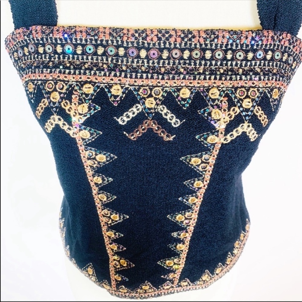 St. John By Marie Gray Black Sequin Sleeveless Top - Picture 5 of 8